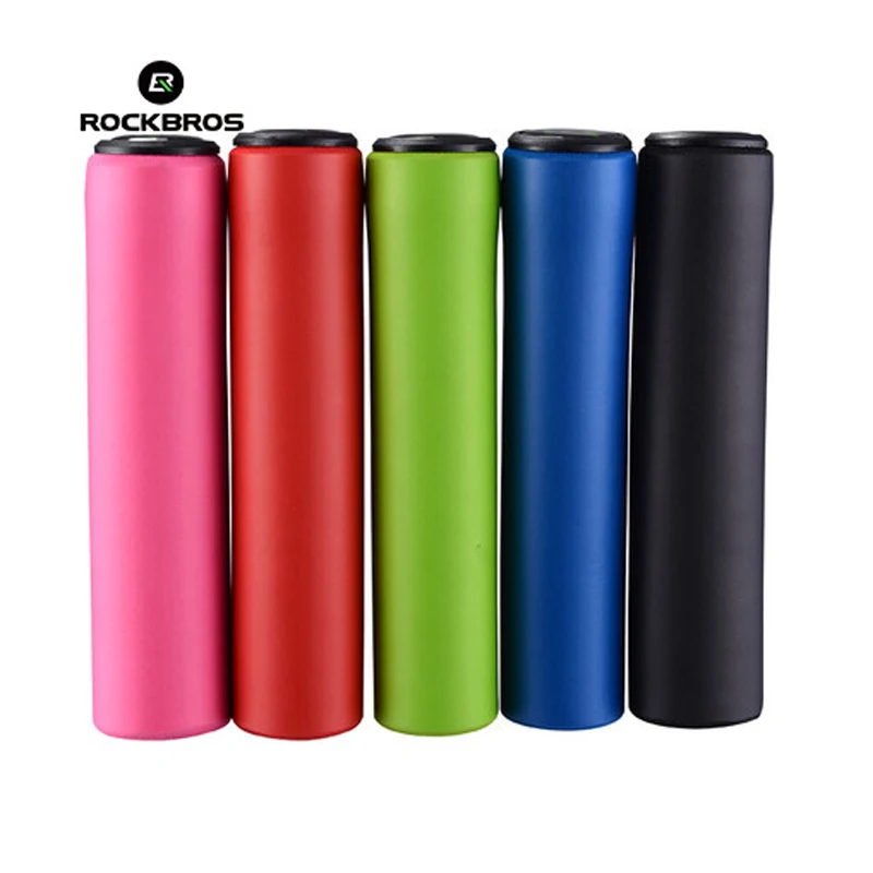 ROCKBROS Bicycle Grips MTB Silicone Sponge Handlebar Grips Anti-skid Shock-absorbing Soft Bike Grips Ultraight Bike Accessories