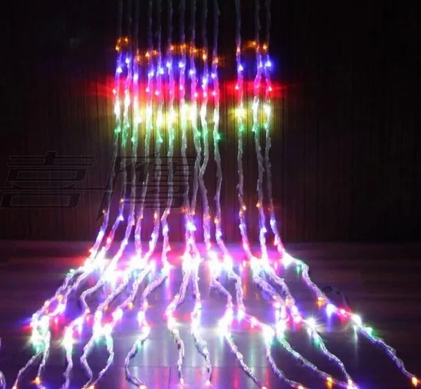 3M * 3M 336LEDS Bulbs Christmas Wedding Party Background Holiday Running Water Waterfall Water Flow Curtain LED Light String