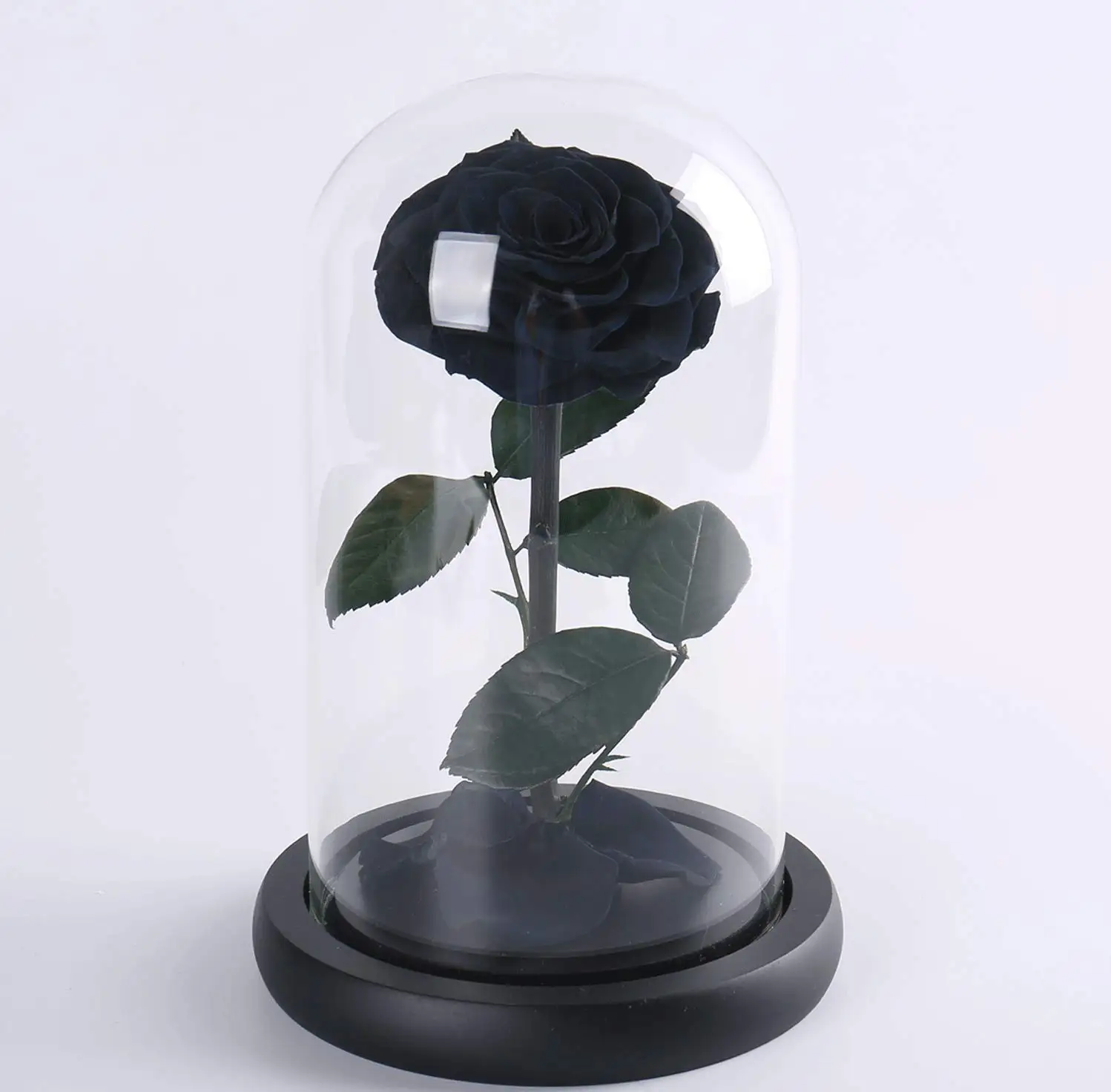 1Pc Natural Eternal Life Rose In Glass Dome On Wooden Base Preserved Real Rose For Valentine's Day Gift Home Table Wedding Decor