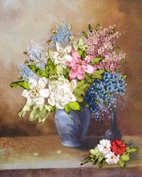 60x50 cm Mantenere fiori profumati Kit da ricamo a nastro Set di pittura macchia kit artigianale Cucito fatto a mano fai da te arte decorazioni per la casa