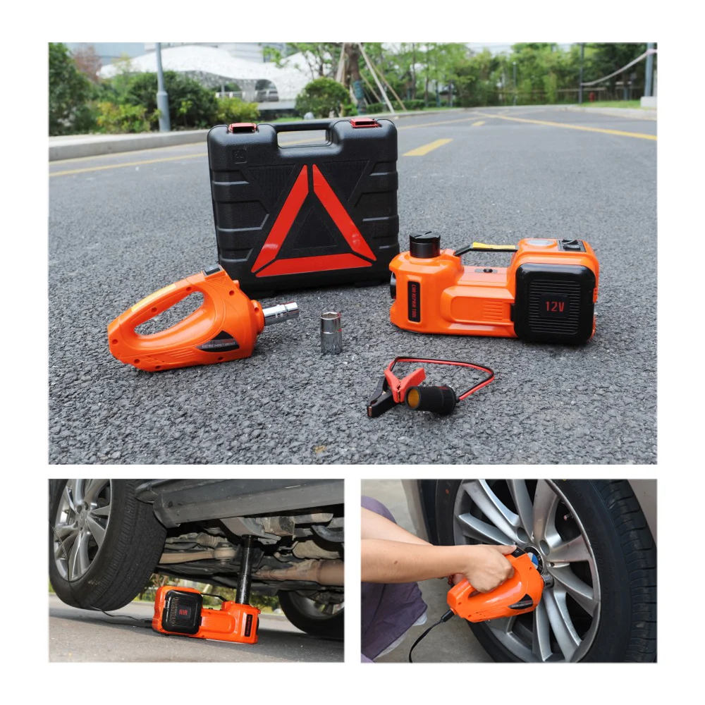 12V 5Ton Auto Jack Elektrische Hydraulische Jack Portable Tyre Jack Elektrische Sleutel Impact Dopsleutel Bandenpomp LED licht 4 in 1