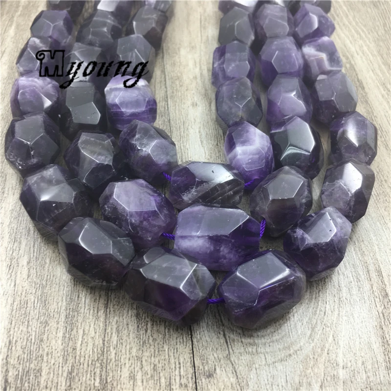Amethysts Faceted Beads,Purple Crystal Quartz Nugget Beads,Gem Stone Drilled Beads For DIY Jewelry MY1565
