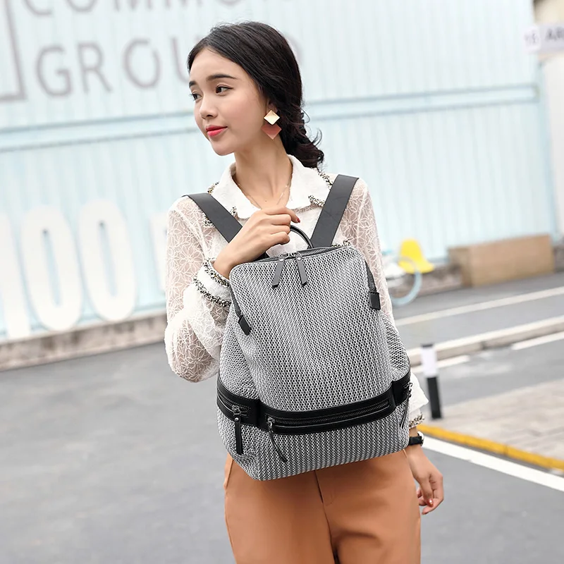 Women's Nylon Mesh Backpack Casual Women Large Backpacks School Bags for Teenage Girls Female Lightweight Travel Rucksack XA250H