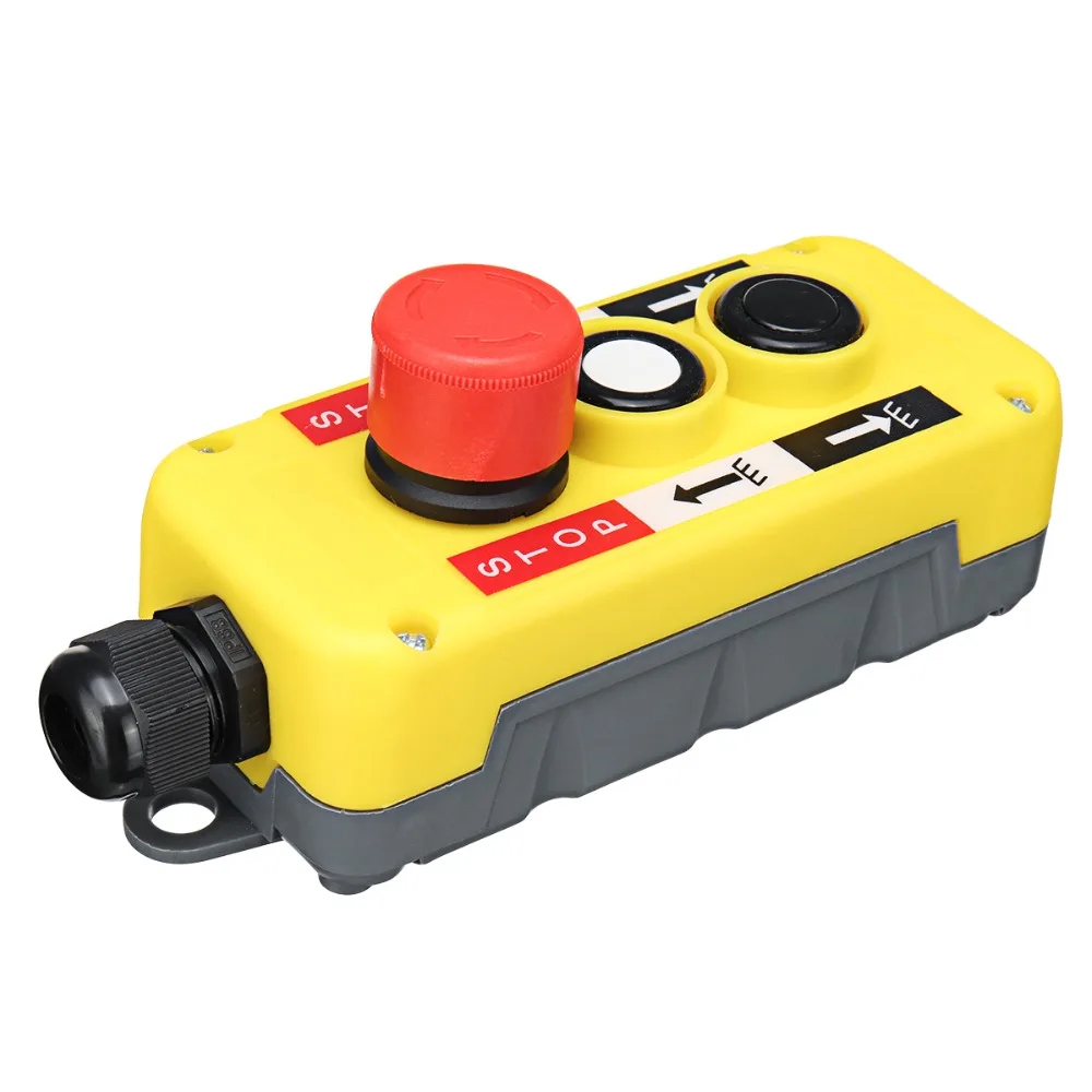 

Waterproof Industrial 2 Buttons Remote Control Push Button Switch with Emergency Stop for Electric Crane Hoist Pendant Control