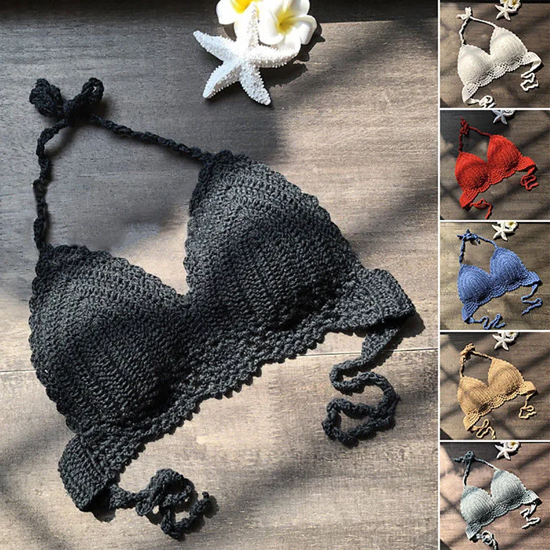 Bikini crocheté fait à la main pour femme, caraco sexy, haut précieux, maillots de bain