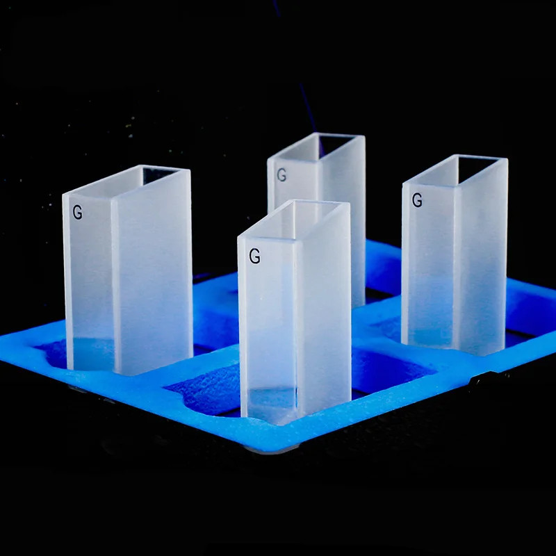 4Pcs 30mm Path Length acid and alkali resistant  Glass Cuvette Cell For  visible spectroscopy Spectrophotometers