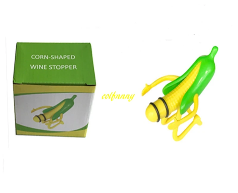 100pcs/lot CUTE Corn Shape Wine Bottle Stopper Eco-Friendly ABS Wine Stoppers Funny Bar Tools With retail box