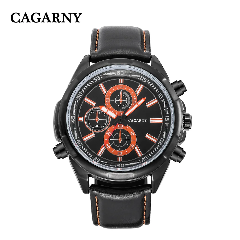 Military Quartz Watch Men Sports Men's Watches Cagarny Black Leather Strap Clock Male Relogio Masculino Horloges Mannen Saat New