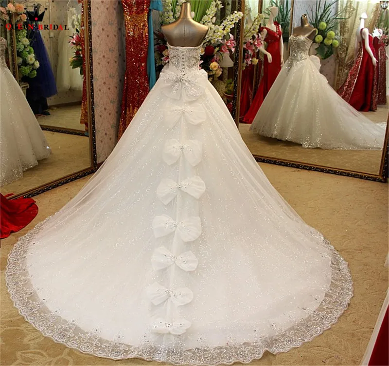 Real Photo Ball Gown Sweetheart Lace Crystal Beaded Diamond Luxury abiti da sposa formali 2023 nuovo Custom Made XH60