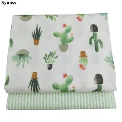 Green Cactus DIY Cotton Fabric Quilting Patchwork Scrapbooking Home Textile Decoration Bedding Clothing Doll Sewing Cloth Syunss