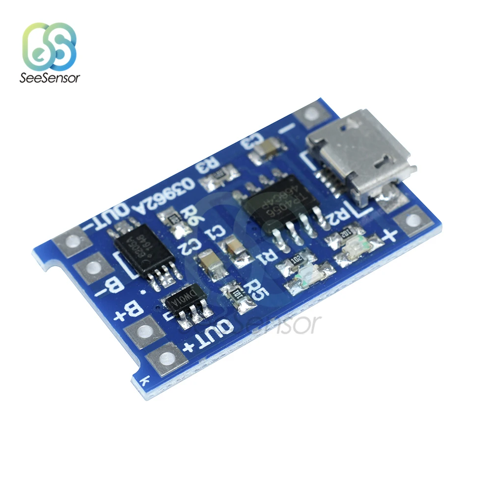 5Pcs TP4056 5V 1A Micro USB 18650 Lithium Battery Charging Board Charger Module with Protection Dual Functions