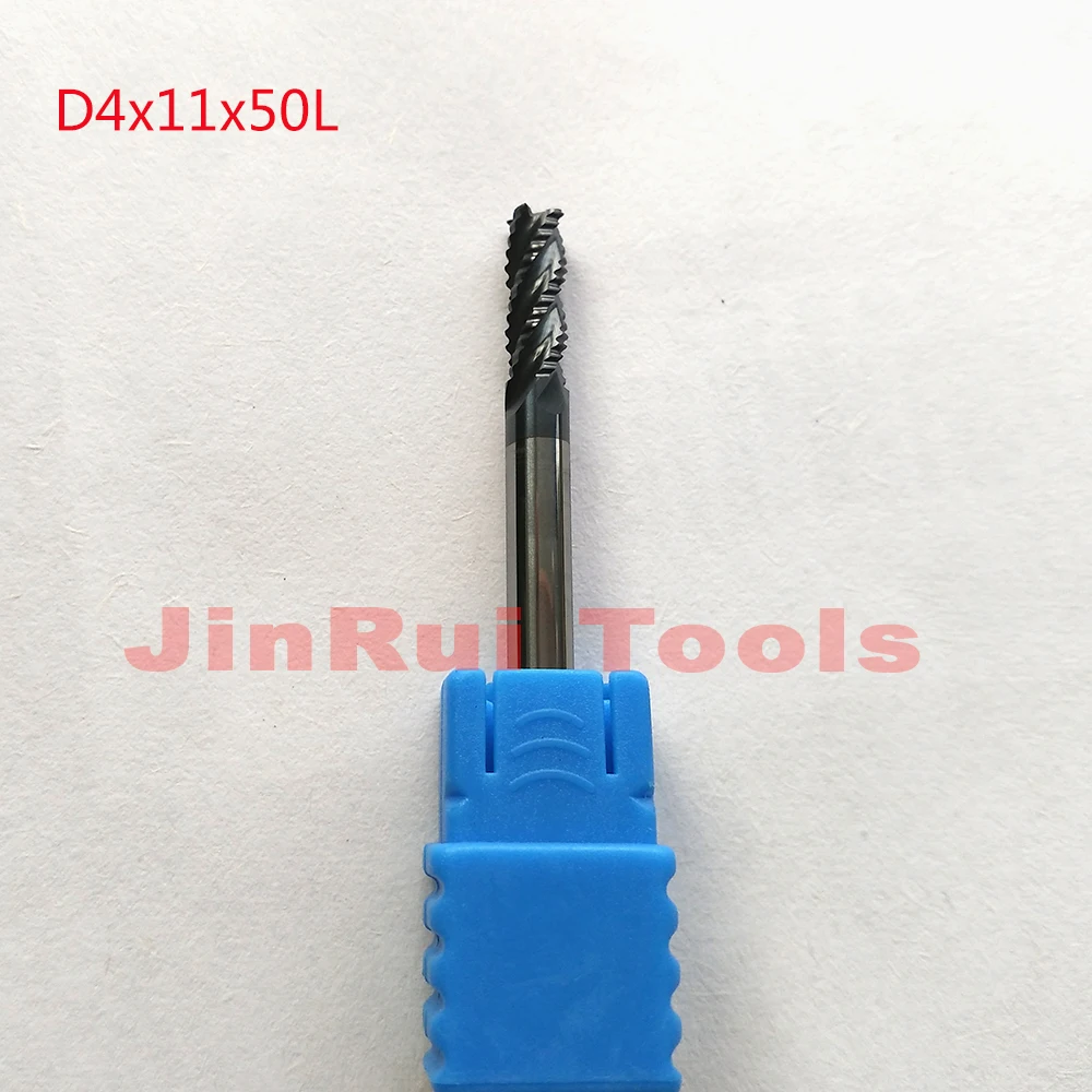 1 unidad 4mm D4 * 11 * D4 * 50 HRC60 4 flautas fresas de extremo de desbaste de carburo sólido CNC broca de enrutador herramientas de corte cuchillo fresa