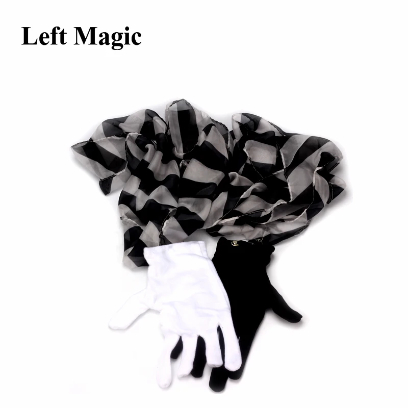 Glove To Zebra Streamer Silk Scarf Magic Tricks Professional Magician Street Stage Party Magia Props Magic Classic Toys