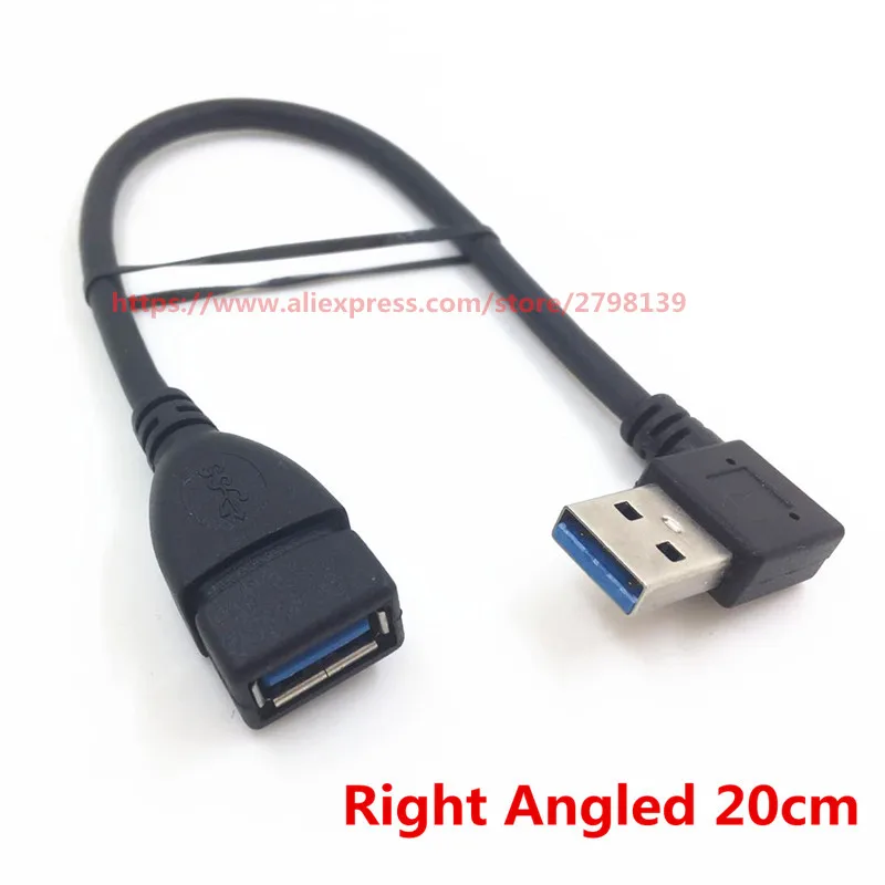 High quality USB 3.0 Extension Cable USB3.0 A Male to Female 90 Degree Left & Right & Up &Down Angled Extender Black 20cm