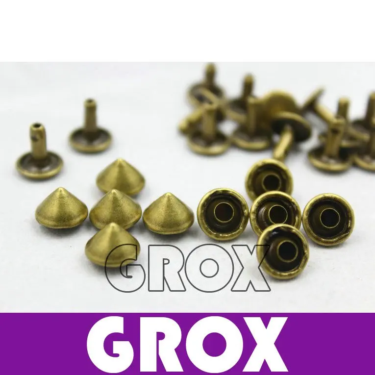 

9*8mm Antique Brass Bronze Conical Rapid Rivet Studs Punk Rock Rivets Nailheads Spike Free Shipping Wholesale High Quality