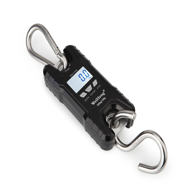 Imagem -04 - Weiheng-mini Balança Digital para Guindaste 500kg 100g Portátil Aço Inoxidável Gancho Suspensão Equilíbrio de Peso Pesado Lcd