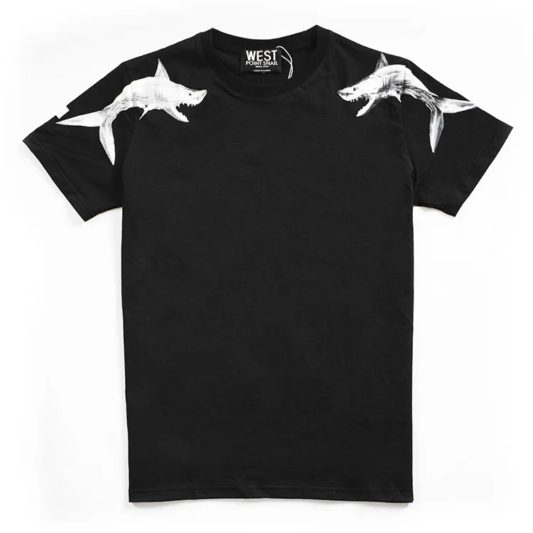 New 2023 Men Novelty Shoulder shark 7 4 Classic T Shirts T-Shirt Hip Hop Skateboard Street Cotton T-Shirts Tee Top Kenye #030