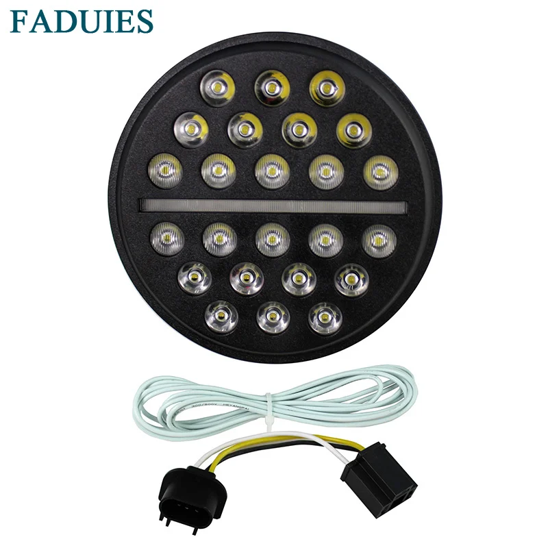 

FADUIES 7" Round Harley- LED Projection Headlight For Harley- Motorcycles Fat Boy FLSTF Lo FLSTFB Touring Trike