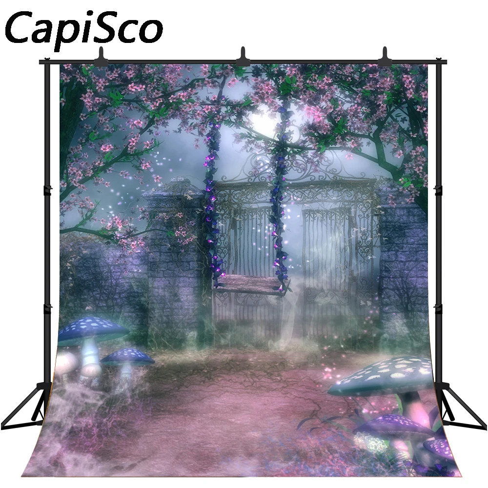 

Capisco сказочный сад фон для фотосъемки детские фоны фотостудия грибы качели цветы фото фон