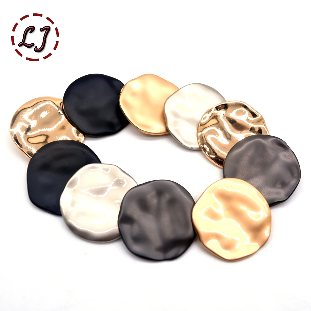 10pcs/lot fashion 30mm big decorative buttons high quality Irregular plane gold buttons for shirt overcoat sewing accessory DIY