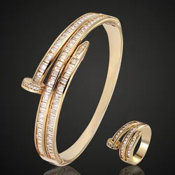 Zlxgirl AAA Zircon bangle For Women Party Anniversary Jewelry Copper Men Bangle Pulseira Women's Gold-color Bangle & Braceletes