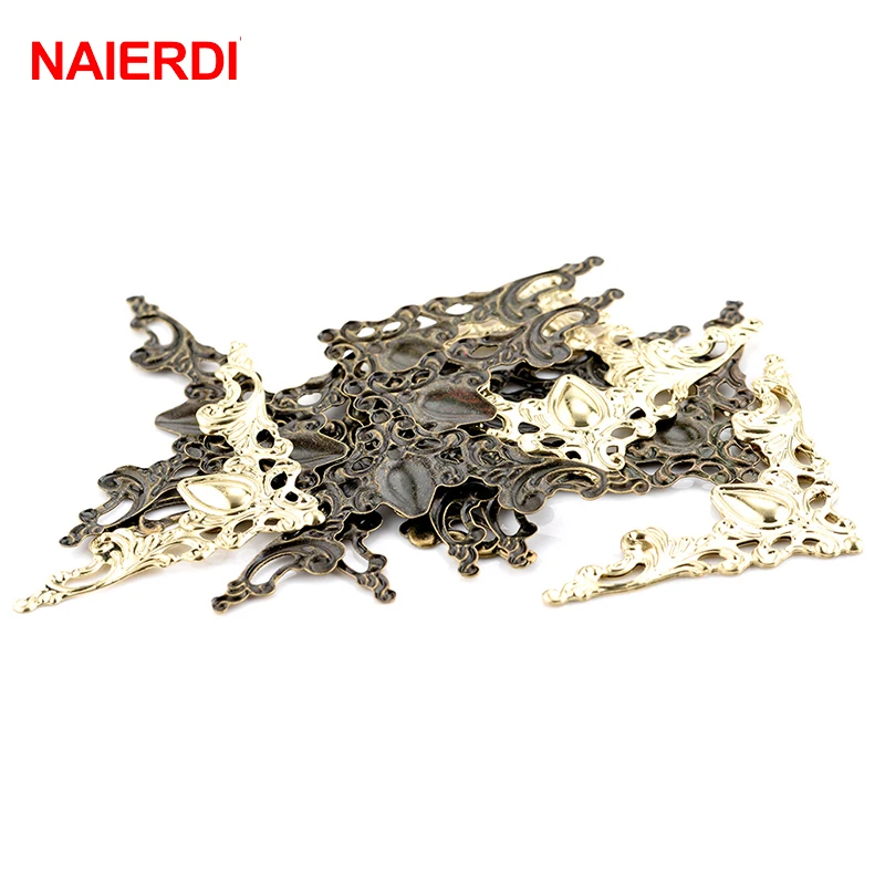 NAlERDI Metal Box Antique Corner Brackets 40mm Book Cover For Menus Pasting Decorative Protector Photo Frame Furniture Hardware