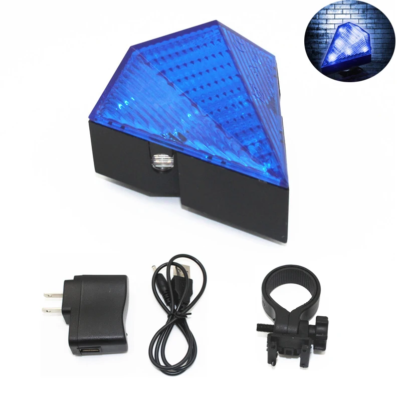 Bike Tail Rear Rechargeable Light 8 LED 2 Laser  Lamp Bicycle Tail Light Flashlight Diamond Shaped Blue