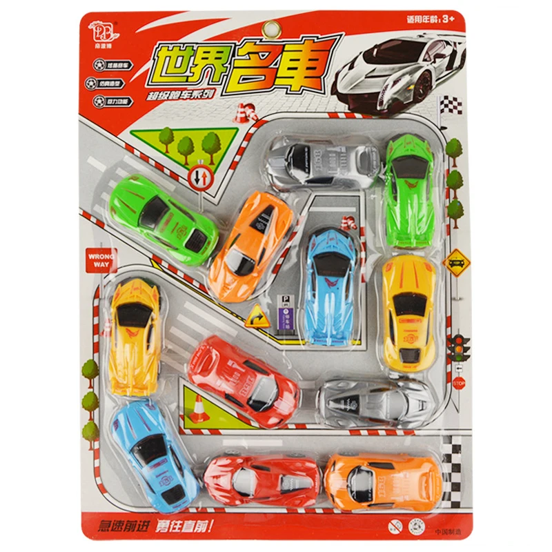 12 PCS Set Small Size Pull Back Car Toy Model Inertial Vehicles Kids Children Toys Christmas Birthday Gift Toy for Boys