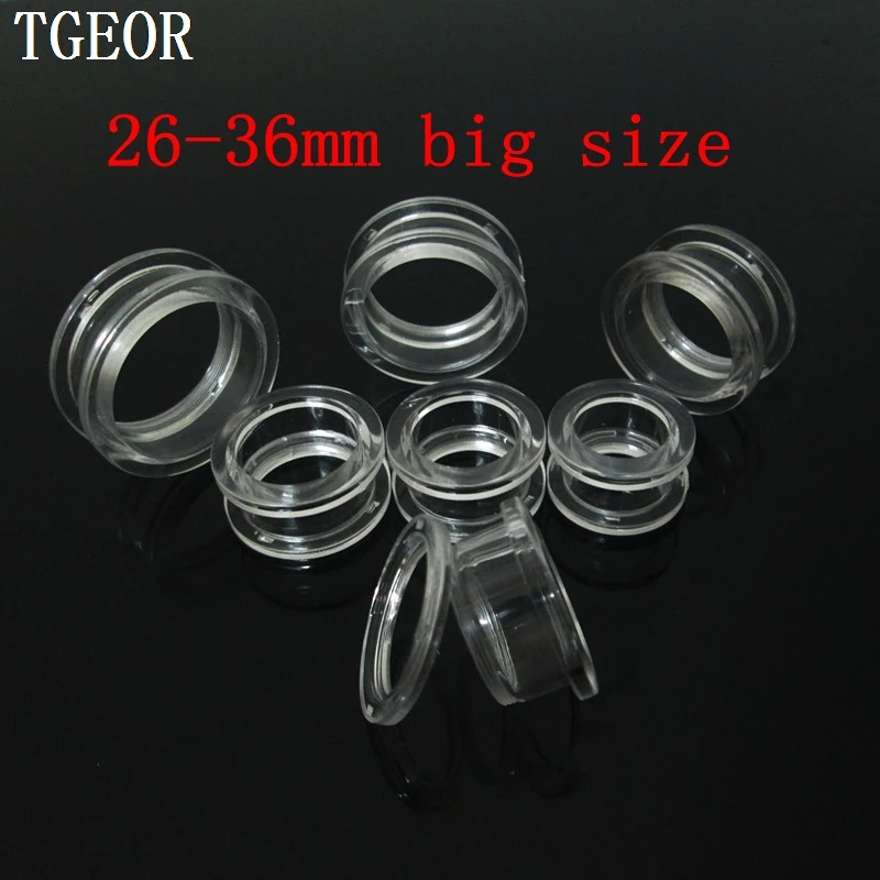 

Free shipping Hot wholesale Fashion 120pcs mixed 6 gauges clear very big size UV acrylic screw on ear Flesh Tunnel