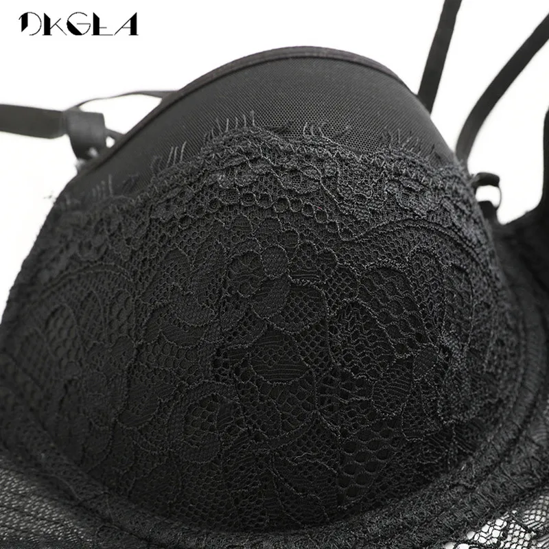 2020 Top Sexy Bra Set Push-Up Brassiere Bandage Black Embroidery Lingerie Sets Women Thick Gather Underwear Set Cotton Bras Lace