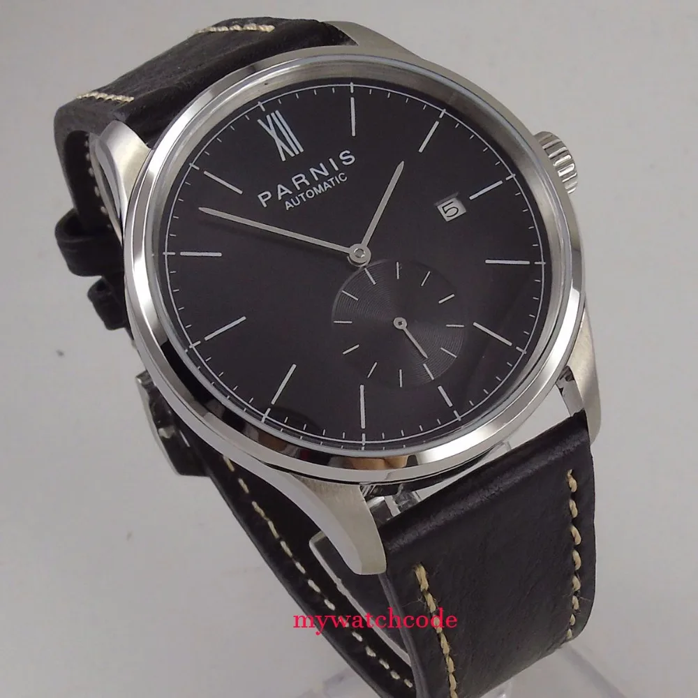 new 42mm parnis black dial date window ST 1731 automatic mens watch