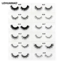 LEHUAMAO – Faux-cils en vison, épais, naturels, volume 3D, effet dramatique, fabriqués à la main, aériens, croisés, maquillage pour les yeux