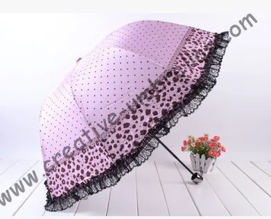 

Imitation paradise parasol,UPF>40+,ladies'parasol,silver coating(UV protecting),boder embroidery,leopard desgin,mixed order