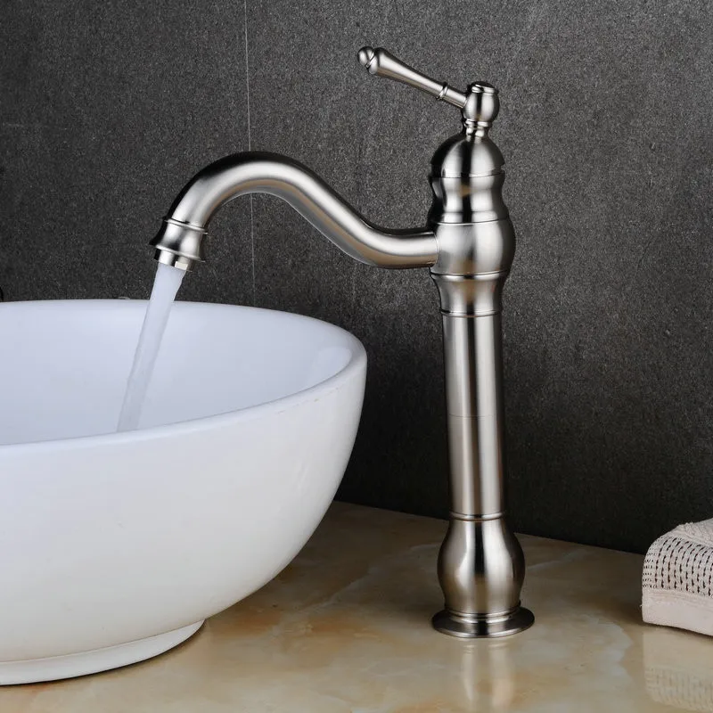 

Basin Faucet Single Handle Antique Bronze Brushed Brass Faucet Hot and Cold Sink Faucet Mixer Tap Bathroom Faucet Lavatory Mixer