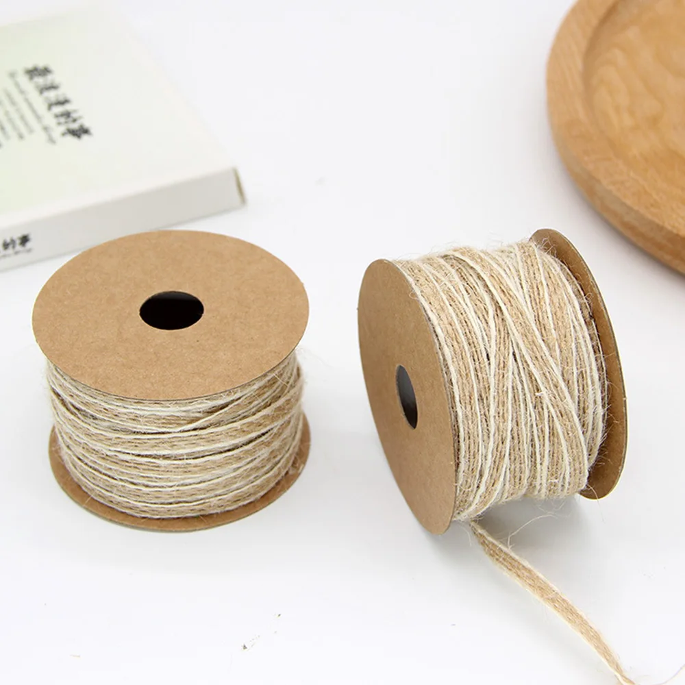 10M Natural Line Trim Tape Roll Fish Silk rope Hemp Ribbon White Line Tape Roll Spool Ribbon Multifunction Decoration Supplies