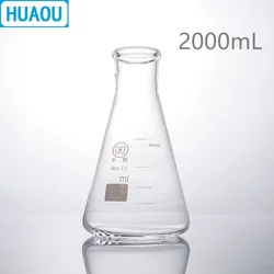 HUAOU 2000mL Erlenmeyer Flask 2L Borosilicate 3.3 Glass Narrow Neck Conical Triangle Flask Laboratory Chemistry Equipment