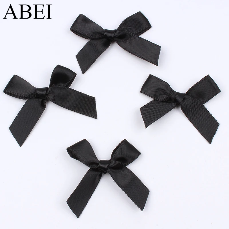 50pcs/lot Black Satin Ribbon Bow Sewing Garments Accessories DIY Bow Ties for Wedding Party Scrapbook Home Decoration Ornaments