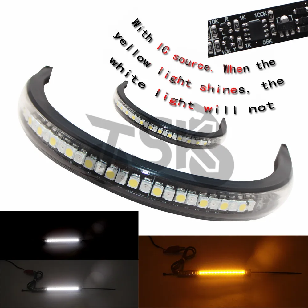 

High quality For KAWASAKI Universal Flexible LED Motorcycle lights, white light and turn signal yellow light integration