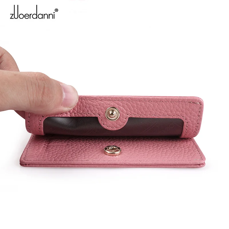 Mini monedero de cuero de vaca para mujer, carteras ultrafinas suaves, monedero corto para mujer, pequeño estilo delgado, moda de alta calidad, nuevo