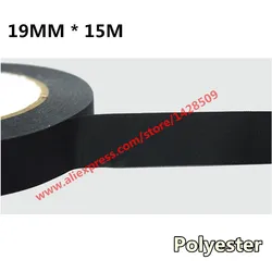 19mm x 15m evrensel tuval bant otomotiv kablosu kablo demeti siyah araba asetat yapışkan bant Polyester elyaf bez bant
