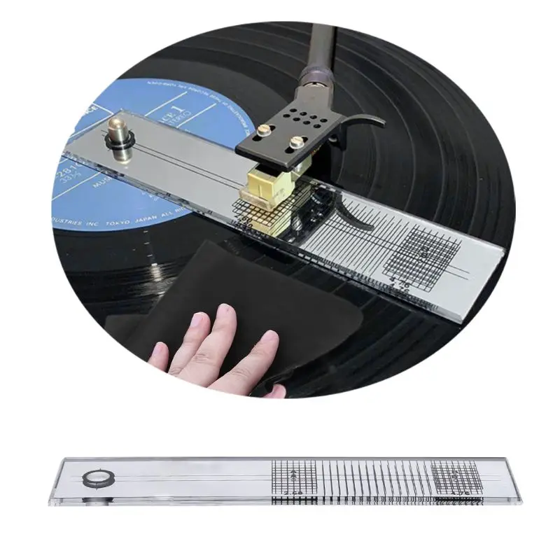 Turntable Phono Phonograph Cartridge Adjustment Ruler Calibration Gauge LP Stylus Alignment Protractor Tool Mirror Azimuth