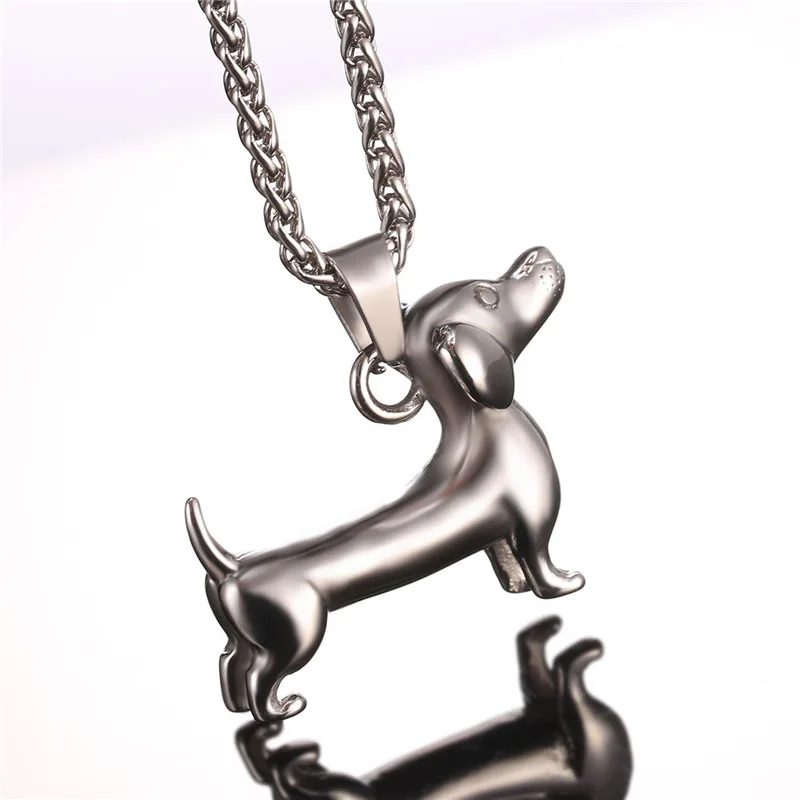 Starlord Animal Pet Dachshund Dog Necklace Pendant Sausage Dog Lover Stainless Steel/Gold Color Rope Collar For Men GP2462