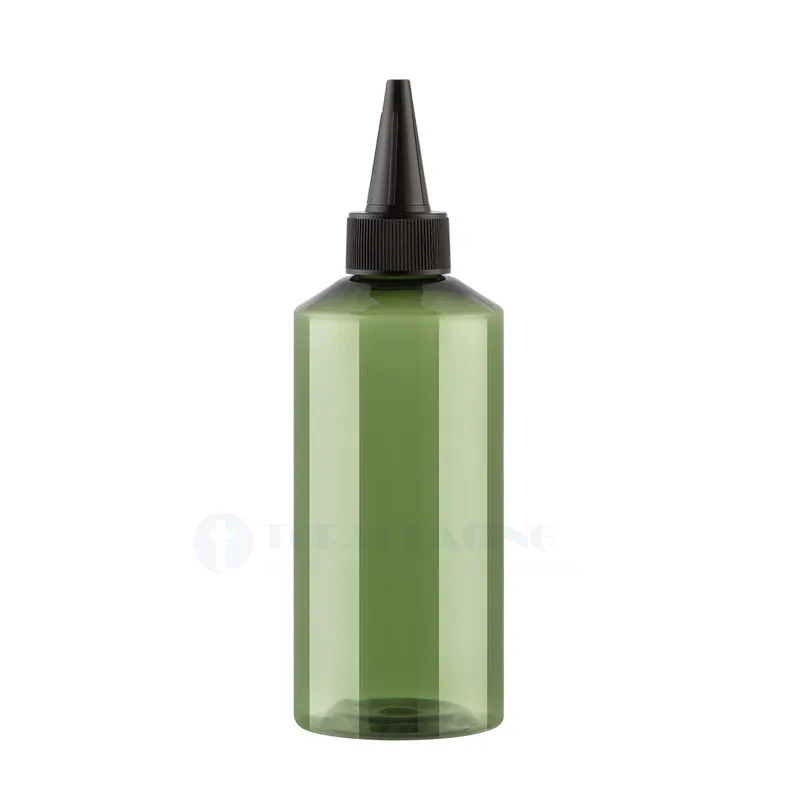 50PCS*50/100/150/200ML Empty Green Plastic Squeeze Bottle Liquid Refillable Point Mouth Hair Perm Amber Cosmetic Container Brown