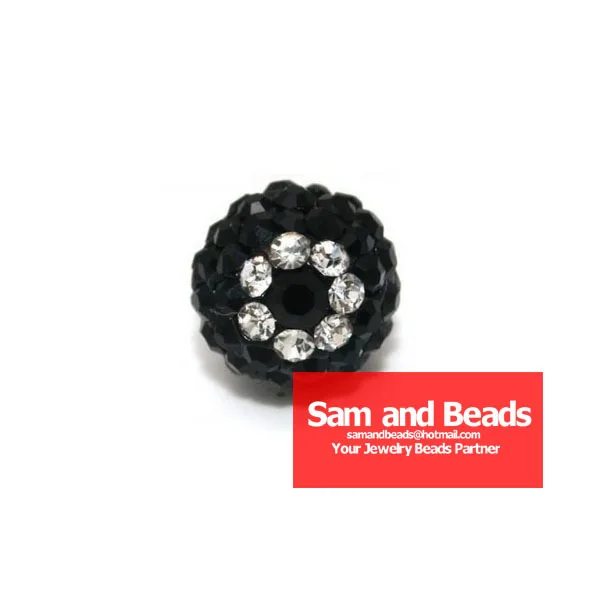 

(Minimum Order $10) 10mm Eye Disco Ball Pave Crystal Beads for Bracelet Free Shipping 10Pcs Wholesale Black