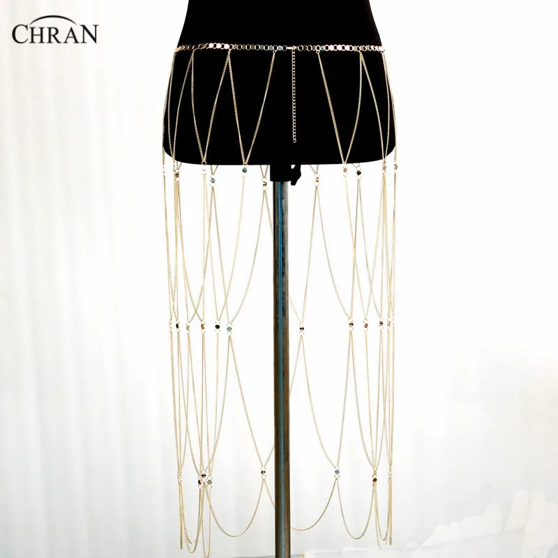 Chran New Fashion Harness Belly Chains Waist Belt Body Bikini Beach Wear Chain Skirt Sexy Celebrity Runway Dress CRB4134