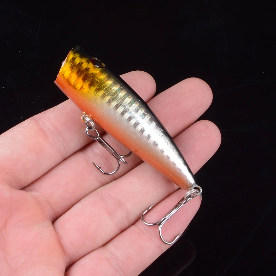 1pcs 6.5cm 9.7g Popper Wobbler Fishing Lure With 6# hooks Floating Crankbait Artificial Bait Popper Pesca 3D Eyes