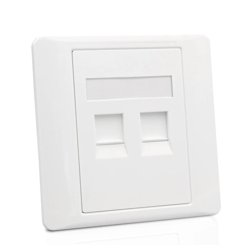 2 Ports CAT7 CAT6A RJ45 Wall Faceplate With Zinc Alloy CAT.7 CAT.6A Keystone Jack Socket For 10G Network Computer Insert Cover