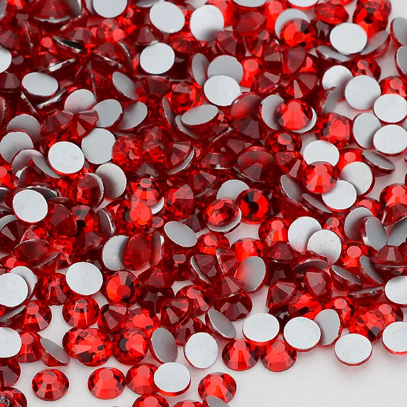 Red/Siam Flatback Glass 3D Nail Art Rhinestones SS3 SS4 SS5 SS6 SS8 SS10 SS12 SS16 SS20 SS30 SS34 Crystal Non-HotFix Decorations