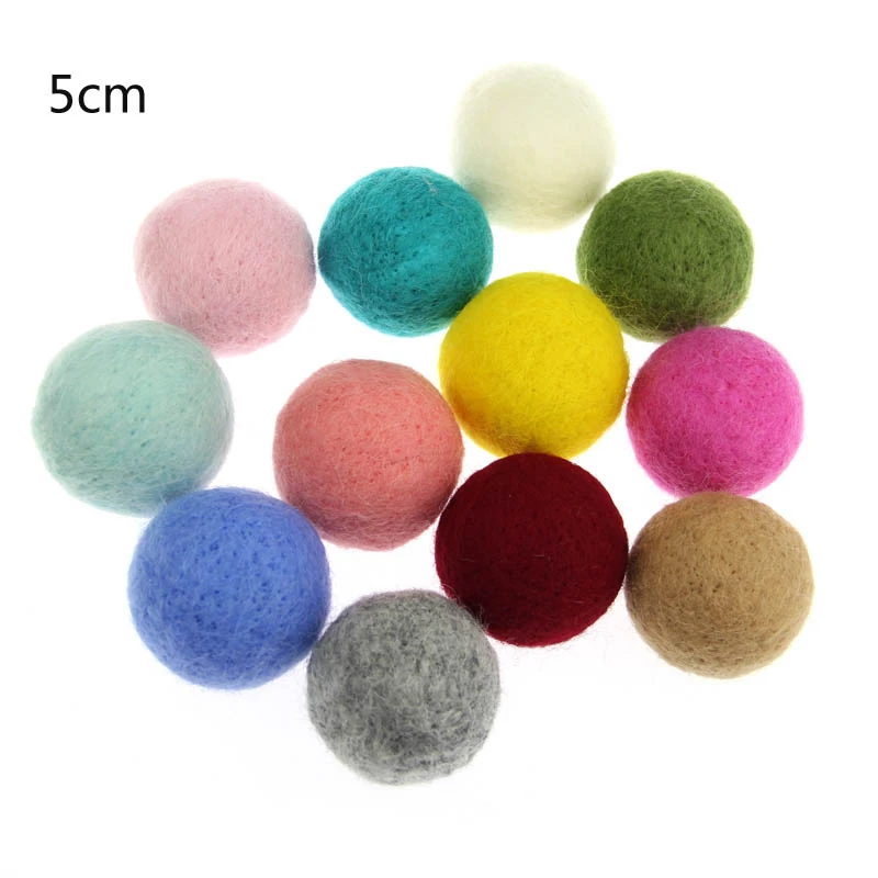 Wool Felt Balls Big Large Ball 50mm 5cm Christmas Round Felt Balls 2pcs 100% Felt Balls Christmas Decoration Pom Poms for DIY