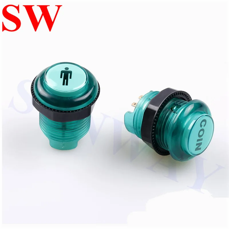 4 pcs 28mm rodada Anel-Fixação de Arcade botão moeda Única dupla botão 1 p/2 p LEVOU iluminado Botão com microswitch